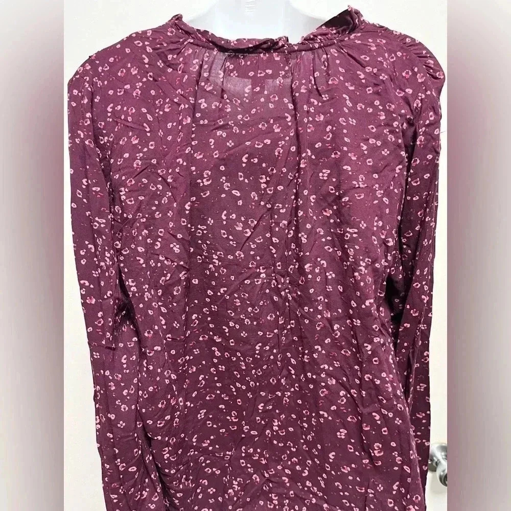Cloth & Stone by Anthropologie Plum Leopard Print Blouse Size M - Picture 4 of 5
